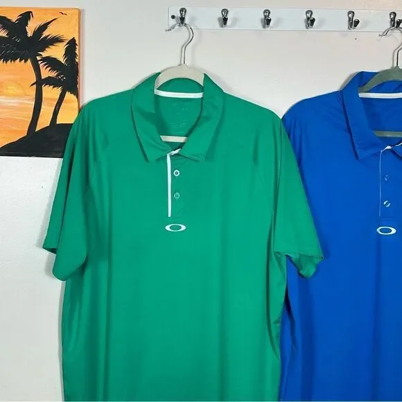 Oakley Men's Green and Blue Polo Shirts - Picture 4 of 11